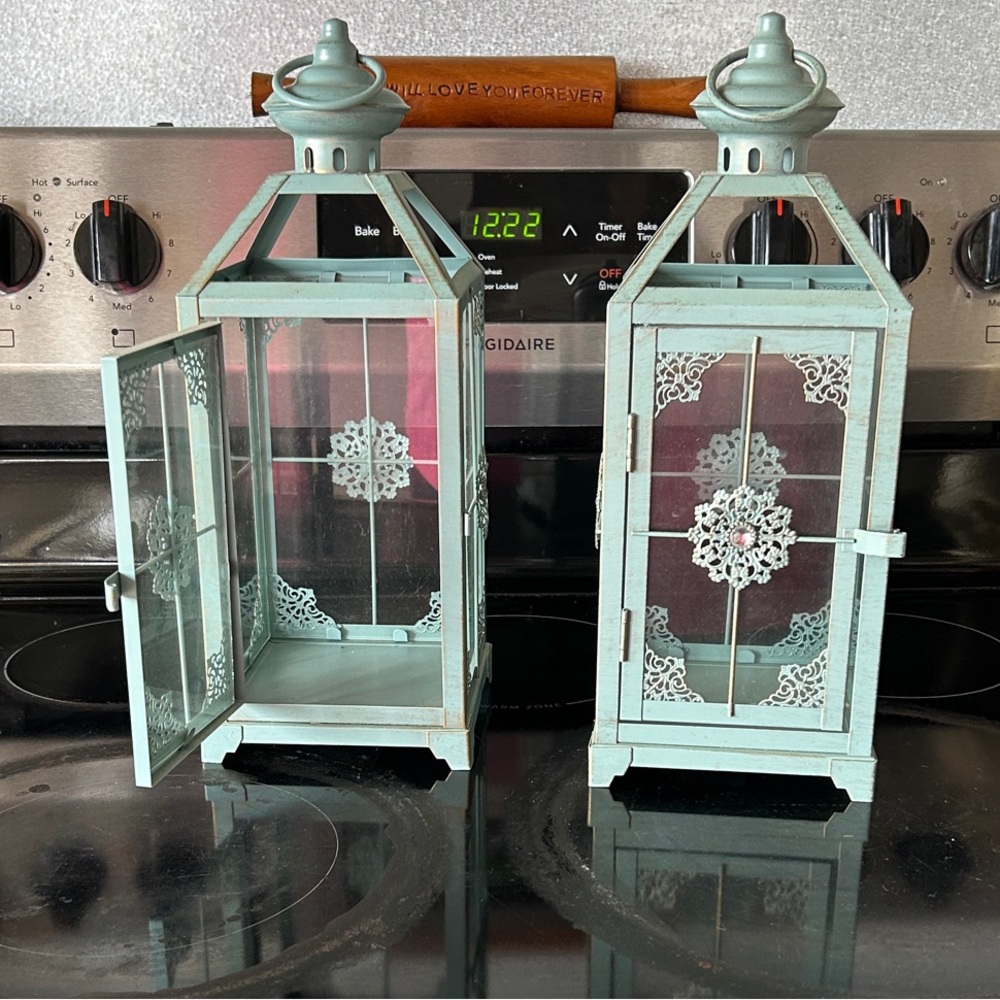 Pier 1 Vintage Blue Lantern Set